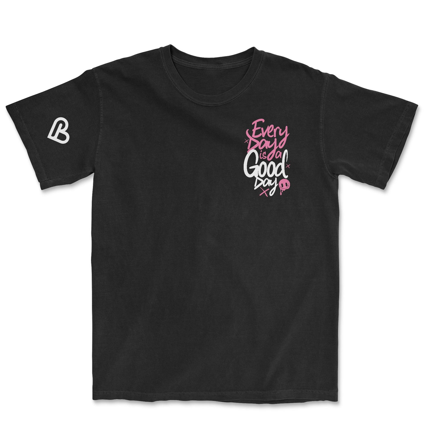 Black "Every Day is a Good Day" T-Shirt with Pink and White Graphic -PSTVE Brand