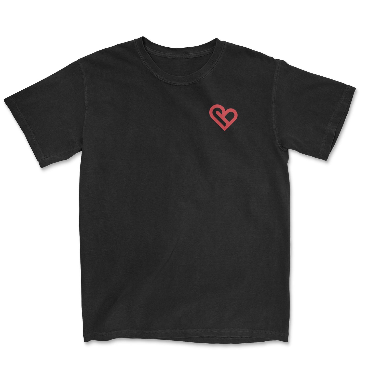 Black t-shirt with heart shape PSTVE Brand logo
