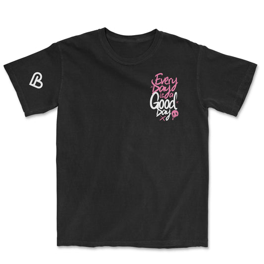 Black "Every Day is a Good Day" T-Shirt with Pink and White Graphic -PSTVE Brand