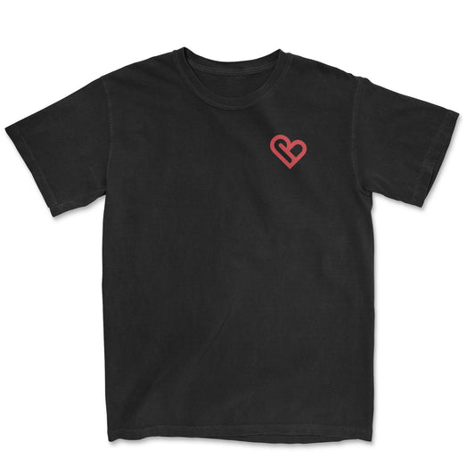 Black t-shirt with heart shape PSTVE Brand logo 